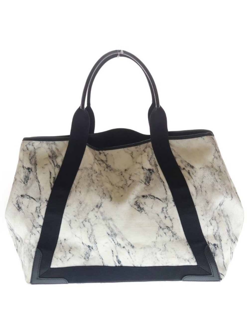 Balenciaga Navy Cabas M Handbag Surrogate Stone Pattern Tote Black White Canvas - Picture 2 of 6